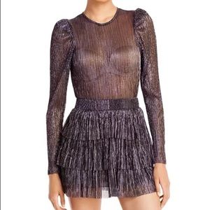 Sabina Musayev 
Monique Sheer Bodice Long Sleeve Mini Dress